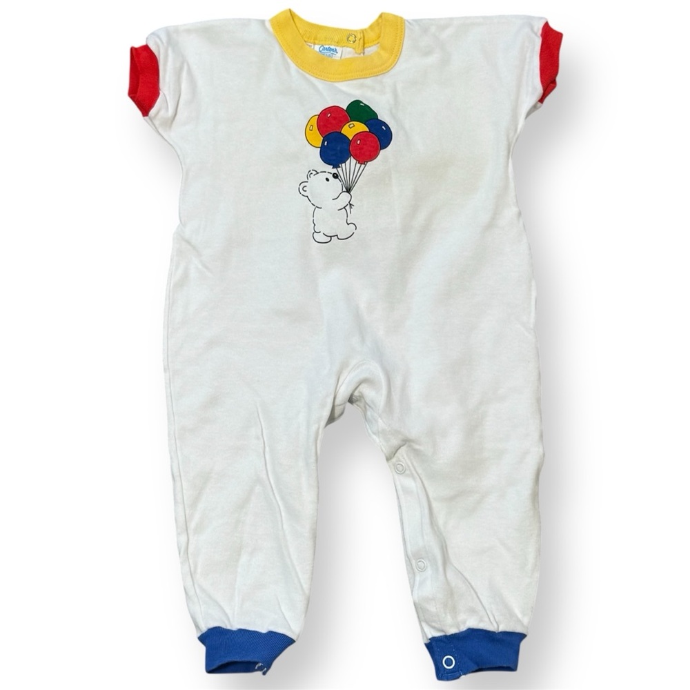 Vintage Carter's Circus Bear Balloons Birthday One Piece Outfit 12m